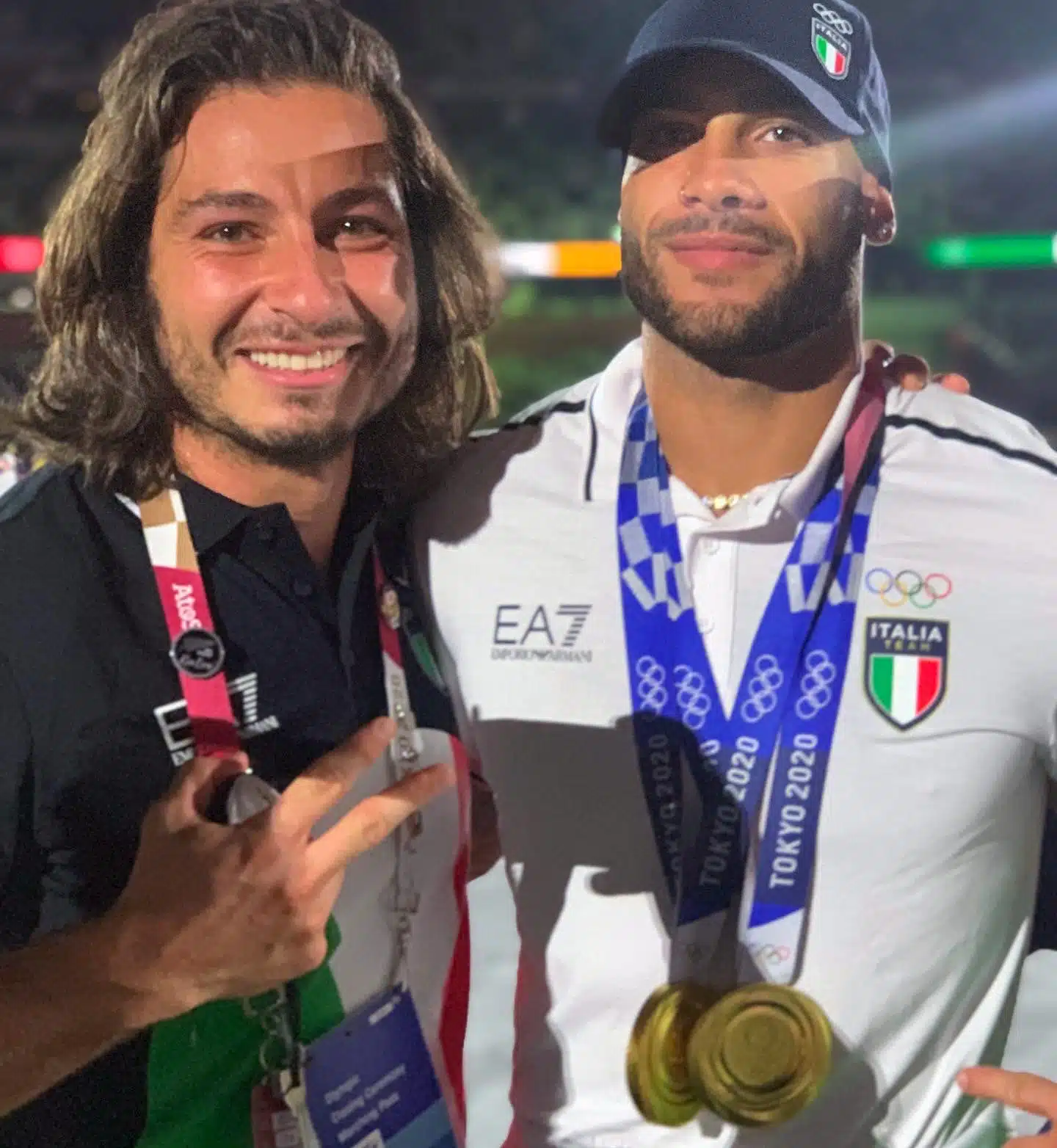 L'osteopata Alberto Marcellini con Marcell Jacobs